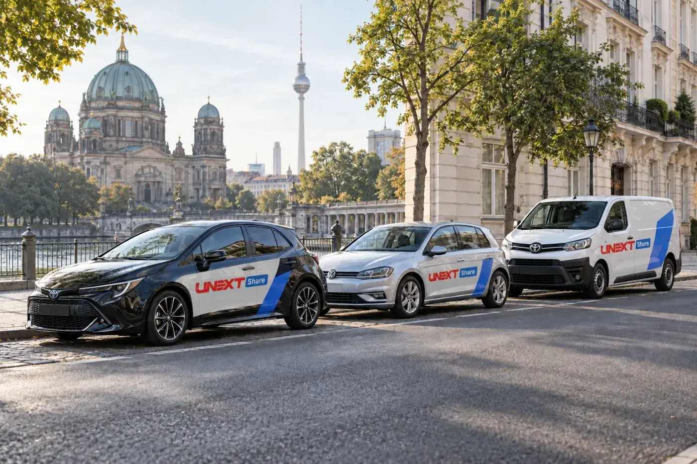 UNEXT Share Flottenvision in Berlin mit PKW und Transporter
