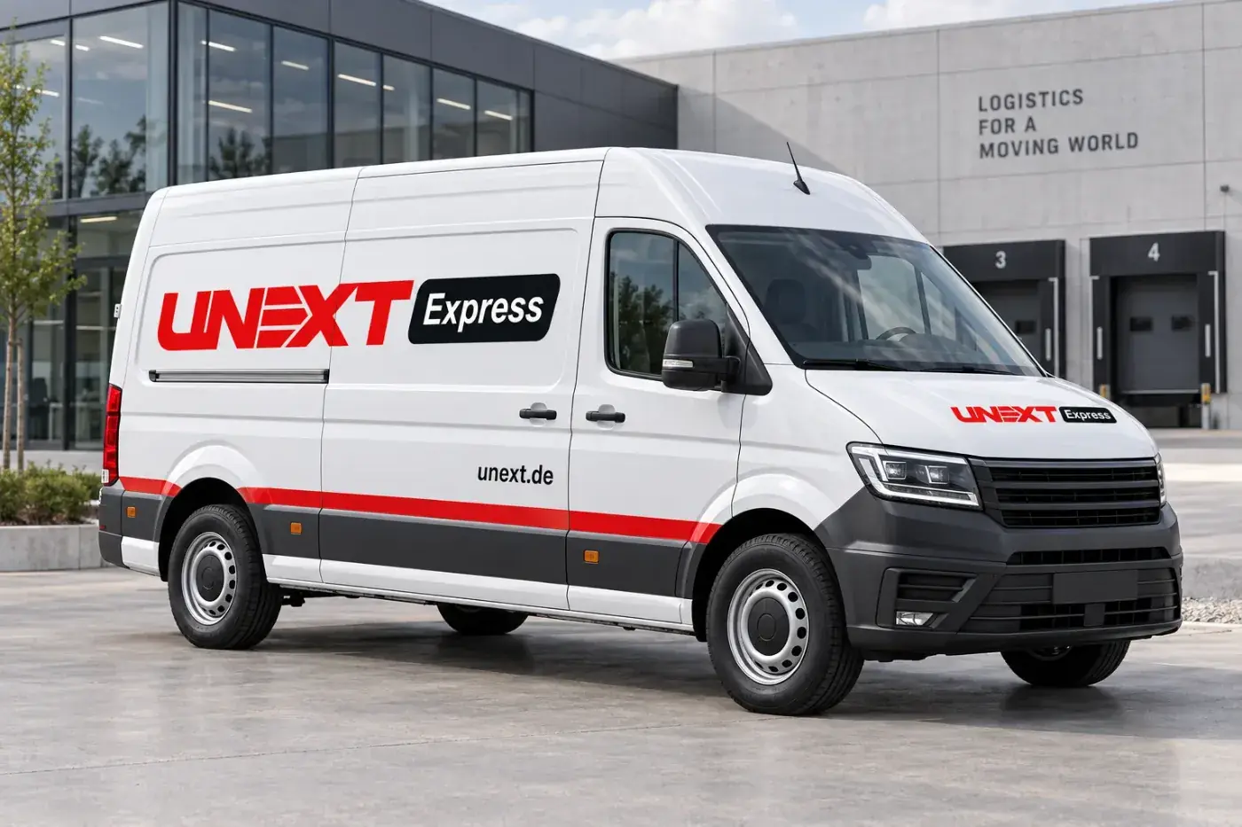 Kuriertransporter mit UNEXT Express Gestaltung